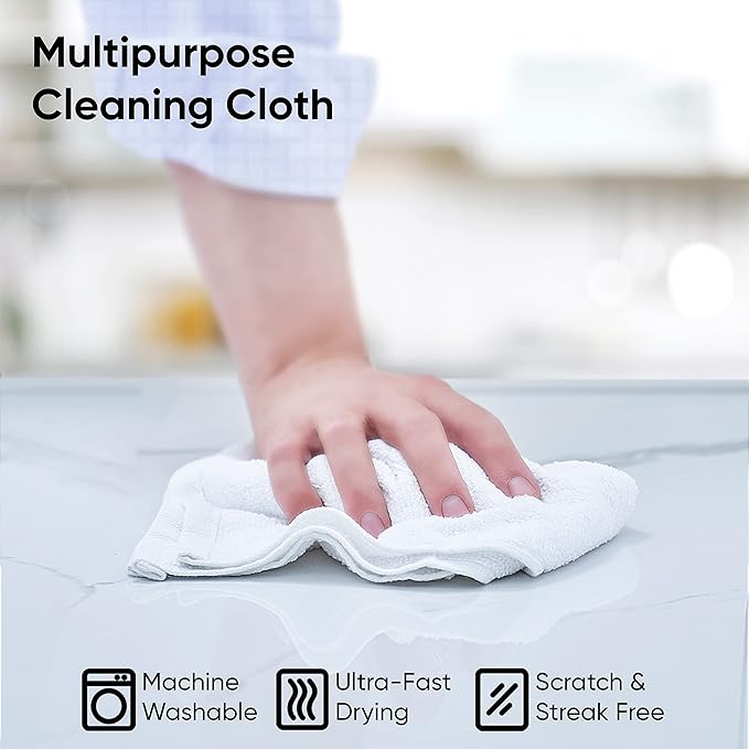 Superio Terry Cloth Rags White Washcloths 100% Cotton 12" Cleaning Cloths, Kitchen Towels, Facial Washcloth, Spa Cloths, Hand Towel, Small Lint Free Rags for Multi-Purposes (6 Pack)