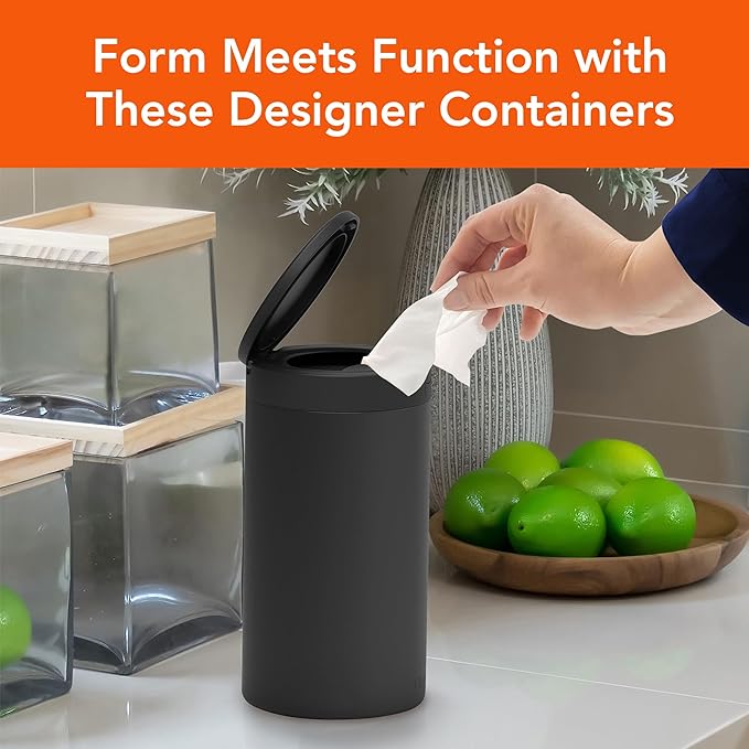 Spectrum Disinfecting Wipes Container Refillable Stainless Steel Wipe Holder for Bathroom Kitchen School Classroom, Reuseable Push Button Wet Wipe Dispenser for Disinfect Cleaning Countertop, Black