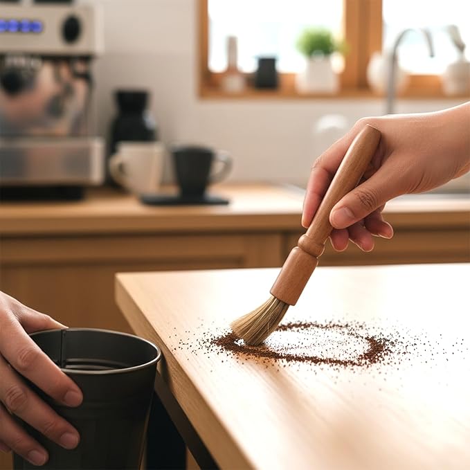 5 Pcs Coffee Brush Set Professional Espresso Brushes Kit Includes Wooden Coffee Grinder Machine Cleaning Brushes Nylon Espresso Brush Coffees Machine Group Head for Barista Home Kitchen Machines Wash