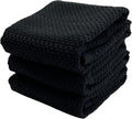 Serafina Home Black Textured Kitchen Hand Dish Towels 100% Cotton Cloth Soft Cleaning Drying Absorbent Terry Loop: Set of 3 Multipurpose for Everyday Use