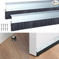 Hushee 2 Pack 36 Inches Brush Door Sweep, Aluminum Door Sweep Bottom, All-Season Metal Brush for Interior Exterior Sealing Gaps Keeps Cold Air, Dust Out(Silver)