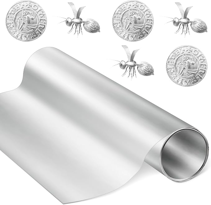 Yaocom 1 Roll Aluminum Metal Crafts DIY Foil 12 Inch x 20 ft x 0.1 mm Thick for Art Project Aluminum Flashing Roll Wide Sheet Multipurpose Metal Sheets for DIY and Crafting Projects (Silver)