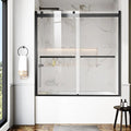Bathtub Shower Door, 60″x 62″ Semi-Frameless Sliding Shower Door, Double Sliding Bypass Glass Shower Doors for Bathtub with 5/16" (8mm) Tempered Glass, Matte Black
