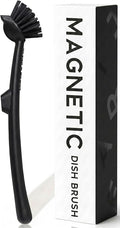 Earth & Mango Magnetic Dish Brush & Scraper, Snaps to Sink, Non-Scratch, Dishwasher Safe, Dish Scrubber – Onyx Black
