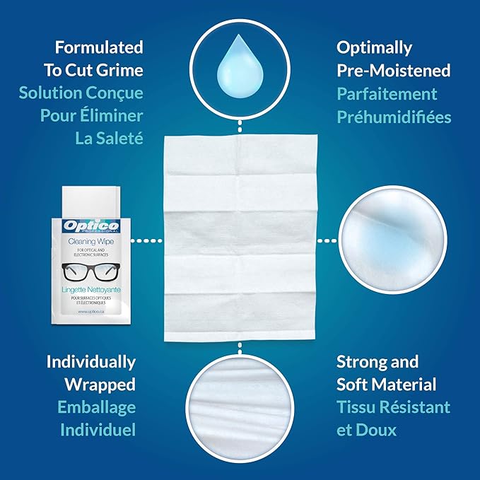 Pre-Moistened Cleaning Wipes - Premium Quality Cleaner for Eyeglasses, Screens, and Camera Lenses - No Spray Bottle or Microfiber Cloth Needed (99 Pack)