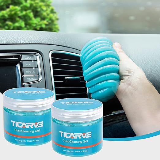 Interior Car Cleaning Gel, 2-Pack Keyboard Cleaning Gel, Universal Slime Cleaner, Dust Removal for Laptops, Printers, Cameras, and Remote Controls.(Blue and Blue)