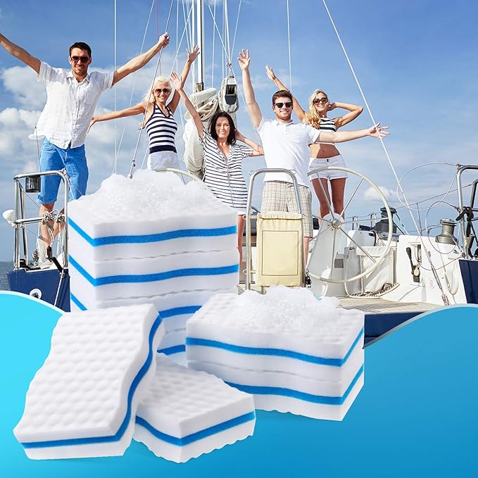 Outus 8 Pack Boat Erasers for Cleaning Magic Scuff Sponge Boating Erasers Accessories Gifts Hull Cleaner Vinyl Seat Cleaner All Purpose Scrubber Kitchen Bathroom Shower Oven Cleaning Supplies