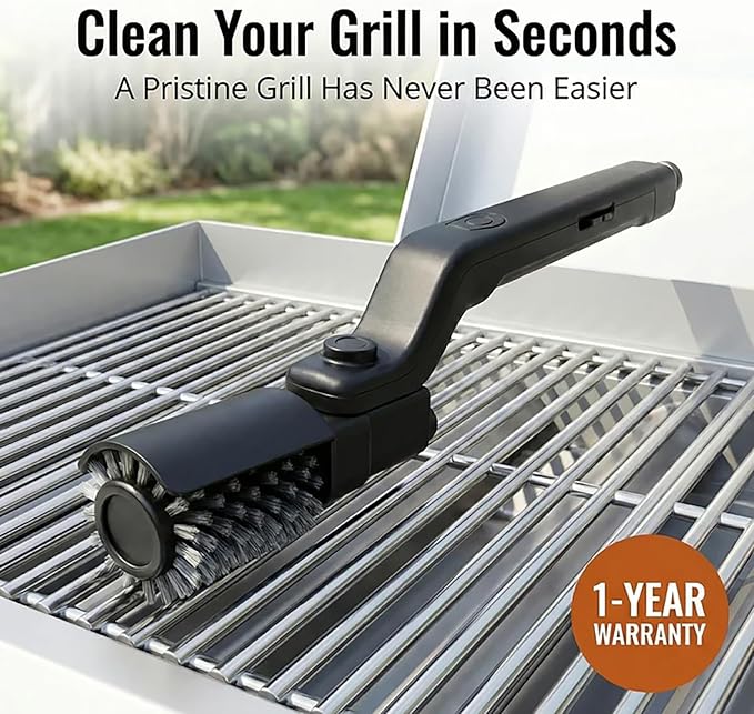 Vahrelo Grillmaster Pro,Electric Grill Brush, Cordless Electric BBQ Grill Cleaner with Powerful Motor, Rechargeable Grill Cleaning Brush for Burnt-On Grease & Grill Grates
