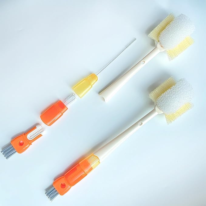 5 in 1 Bottle Cleaning Brush Set, 2026 Multifunctional Cleaning Brush for Cup Lid, 5 in 1 Bottle Brush, Detail for Baby Bottle Nipple & Straw, Water Bottle Cleaner, 2 Pack Set