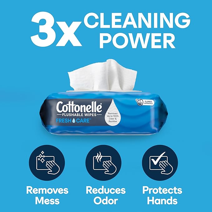 Cottonelle Fresh Care On-The-Go Flushable Wet Wipes, Adult Wet Wipes, 24 On-The-Go Pack, 14 Wipes Per Pack (336 Total Wipes), Packaging May Vary
