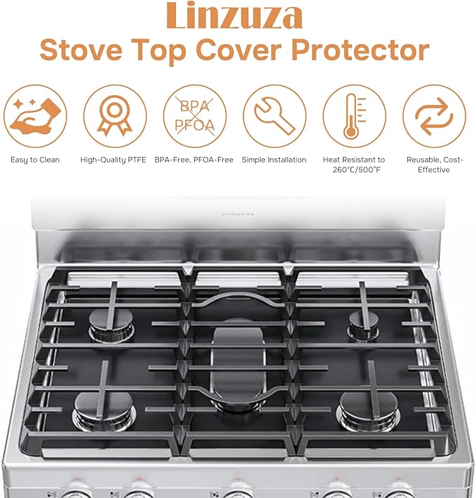 2PCS Guards for Gas Stove Top Protector Covers 0.3mm Cuttable,Heat Resistance Burner Covers Stove Mat Protector，Safe Reusable Easy Cleanable Gas Guards Stove Covers for Gas Stove