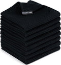 BOOMIBOO 8-Pack Kitchen Dish Cloths, 100% Cotton Waffle Weave, Ultra Soft Absorbent, Quick Drying Dish Towels, 12x12 Inches, Black