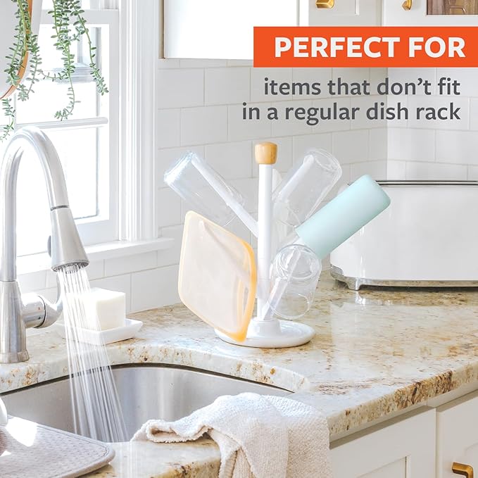 Full Circle Branch Out, Upright Kitchen Drying Rack, Ceramic Base, Perfect for Bottles, Dishcloths, and Bags