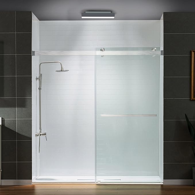 Woodbridge Frameless Tub Doors 66-72" Width x 76" Height with 5/16"(8mm) Clear Tempered Glass, 2 Ways Opening & Double Sliding in Polished Chrome Finish