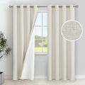 YoungsTex Linen 100% Blackout Curtains for Bedroom 80 Inches Long, Grommet Thermal Insulated Drapes Full Room Darkening with White Liner for Living Room, 2 Panels, 52 X 80 Inch