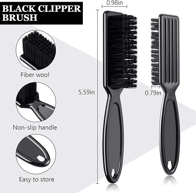 Patelai 12 Pcs Barber Clipper Brush Blade Trimmer Cleaning Brush for Fades Nail Neck Duster Manicure Salon(Black)