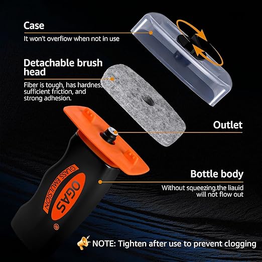 Glass Emulsion Cleaner Oil Film Cleaning Brush, Car Windshield Cleaner Tool for Automotive Windshield/Window/Mirror Cleaning, Clearvision Improve Driving Visibility(100ml Emulsion + Brush Board)