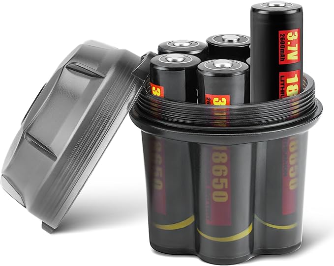 MecArmy B18 Battery Storage Box, Compact Case Organizer for 6 Batteries, Durable Polycarbonate, Shockproof & Water-Resistant holder container for Home, Travel, Camping, and Everyday Use - Black