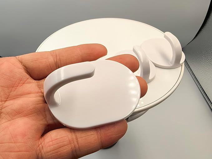 lightstar 5 Pcs Adhesive Plastic Hooks - Wall Hooks for Hanging, Drill-Free, Seamless - Kitchen Bathroom - 60 * 45 * 34 mm, White (for 3.5 LB)