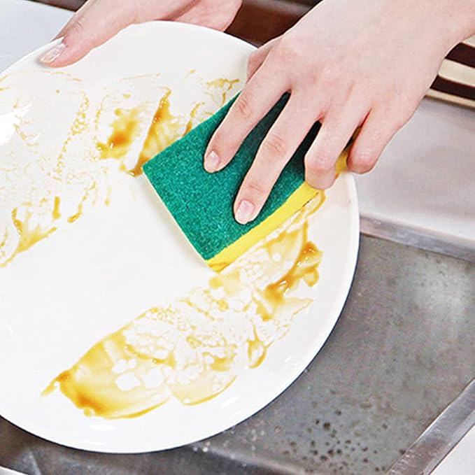 Kitchen Cleaning Sponges, Cleaning Sponges in Bulk, Non Scratch Dishwashing Sponges Scouring Pad Odor-Free Scrubbing Dish Sponge Suitable for Washing Dishes, Travel Apartments - 600 Pack