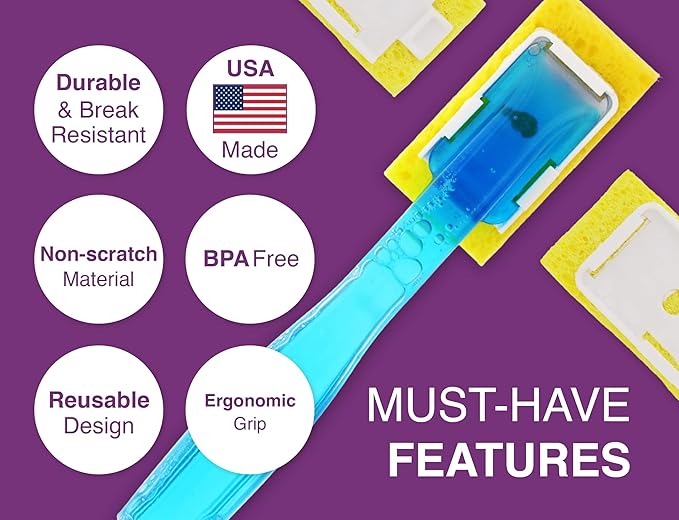 Arrow Home Products Dish Sponge w/Soap Dispenser Handle & 2 Refill Sponges - Fillable Dish Wand for Quick, Convenient Cleaning - Made in USA - Easy to Refill, Built-In Scrubber, For Dishes & Pans