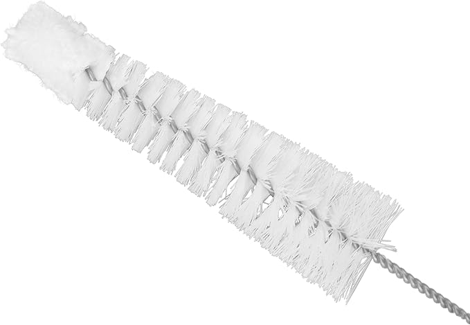 EISCO Tapered Nylon Cleaning Brush with Cotton Yarn Tip, 8.75" - Twisted Stainless Steel Wire Handle - Ideal for 0.5" - 0.75" Diameter Test Tubes, Bottles, Flasks, Cylinders, Jars, Vases, Cups