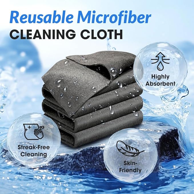 Multifunctional Magic Cloth, Reusable Thickened Magical Cleaning Cloth, Streak Free Magical Microfiber Cleaning Cloth, Suitable for Glass,Window, Kitchen, Cars (15PC)