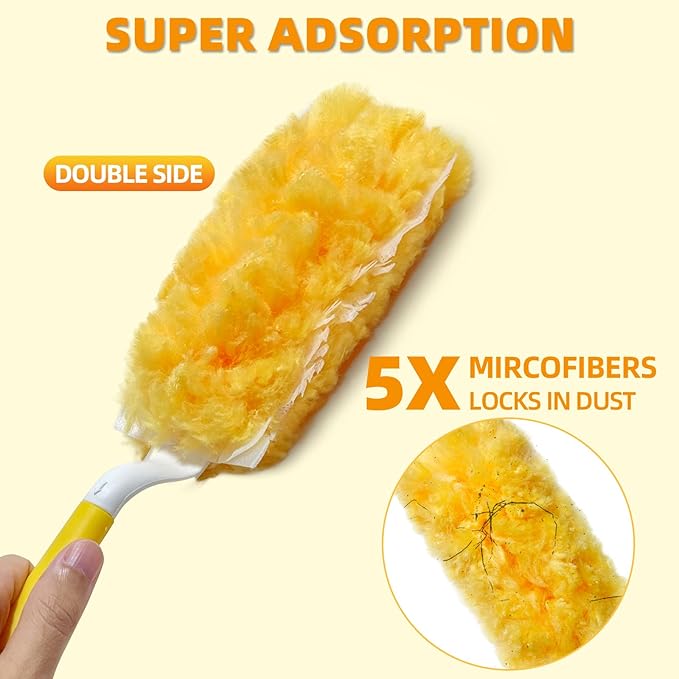 30 Count Duster Refills Compatible with Swiffer Handle, Multi-Surface Duster Refills with 1 Handle, 360° Dusters with 5X Microfibers for Home, Electronics, Office, Furniture, Blinds Cleaning