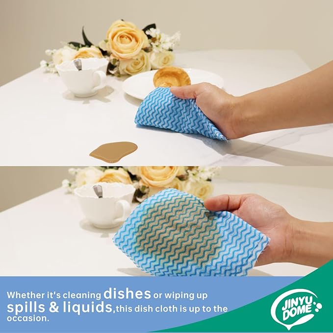 Reusable Cleaning Cloths Disposable Cleaning Cloth Dish Cloth Dish Towels Dish Rags All Purpose Cloths on 2 Rolls Blue&Red -200 Pieces