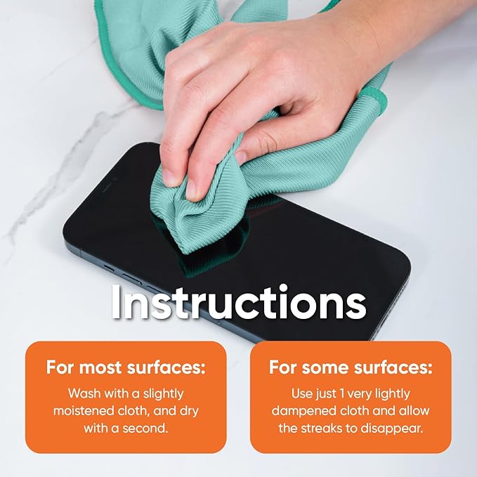Superio Microfiber Glass Cleaning Cloth, Mirror & Window Miracle Cloth Lint & Streak Free, Washable, Large Eco-Friendly for Electronics, Cars, Tv Screens, Glasses...
