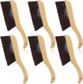 6 Pieces Wooden Hand Broom, Soft Bristle Dust Brush with Long Wood Handle, Cleaning Brush for Furniture, Car, Sofa, Bed, Fireplace, Bench, Counter, Clothes, Household Cleaning, Brown