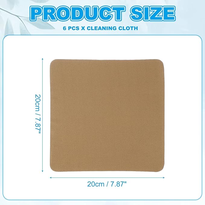 PATIKIL Glasses Cleaning Cloth 7.9" x 7.9", 6 Pcs Microfiber Eyeglasses Cleaner Cloths Soft Suede Wipe Screen for Camera Len Eyeglass Screens Phones Smart Devices, Brown