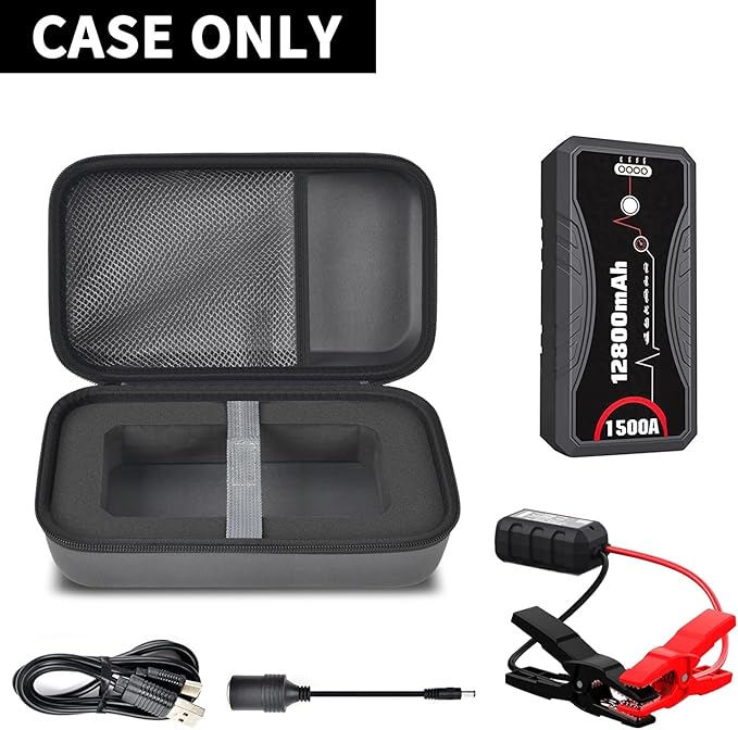 Carrying Case Compatible with NEXPOW Car Jump Starter, Fits for 1500A Peak 12800mAh Battery Starter Q10S/ T11F, Storage Box for Portable Car Battery Charger and Jumper Cables(CASE Only)