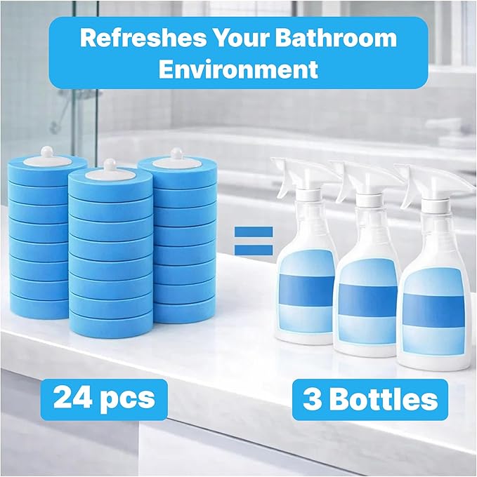 CiLoN 24pcs Disposable Toilet Brush Sponge Head Refills, 5-Layer Pre-Loaded Rich Foam Sponge Replacement. Scrub Heads For Disposal Toilet Brush Wand. Enough for 6 Month (24pcs Refill Heads-Value Pack)