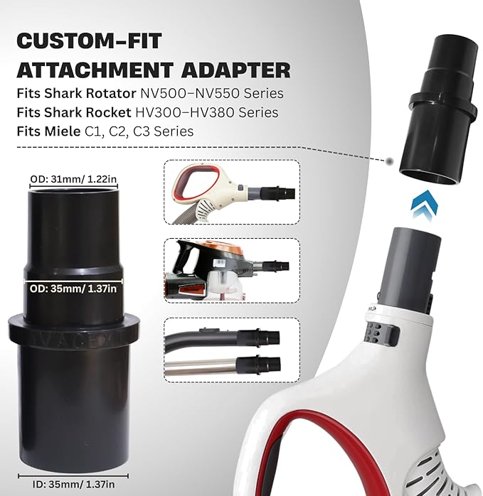 Round Horse Hair Vacuum Brush Attachment for Shark Vacuums, Compatible with Miele C1 Shark NV350 NV360 NV500 NV501 HV300 HV301 HV322 HV371 HV372 (1-3/8'' Vacuum Dusting Brush)