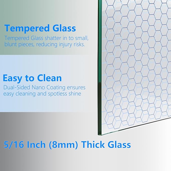 56-60" W x 76" H Double Sliding Frameless Shower Glass Door, 5/16" (8mm) ANSI & SGCC Certified Tempered Glass with Double Nano Coating, Stainless Steel Hardware & Towel Rack (Brushed Nickel)