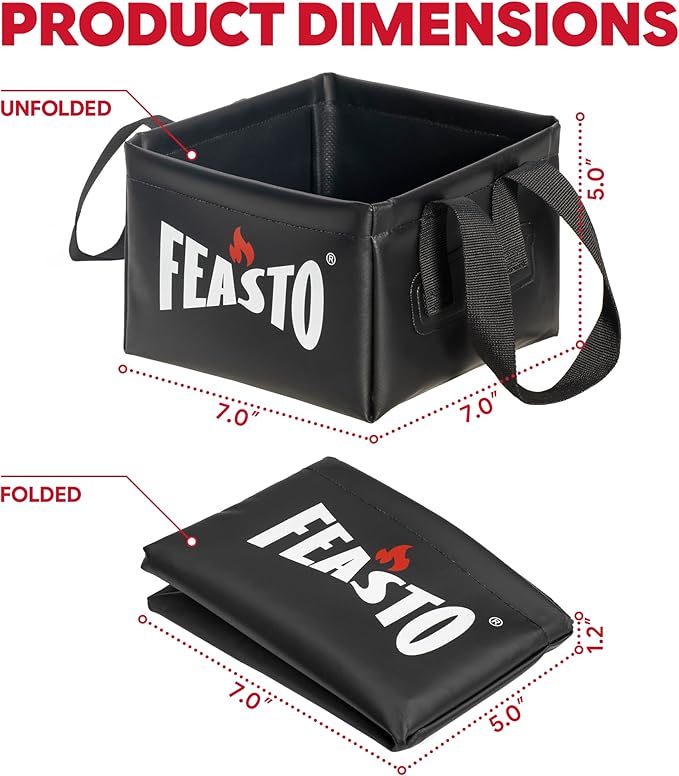Collapsible Water Bucket for Grill Brush Cleaning & Soaking, Foldable Square Dunk Tank for Steam Grills, Multi-Use Indoor & Outdoor (Bucket Only, No Brush Included), Black