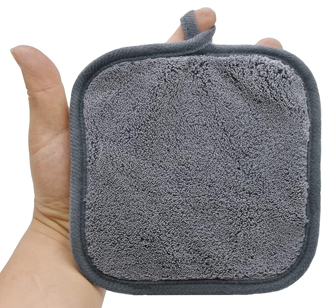 Makeup Remover Cloths for Face, Eye, Lips - Reusable Makeup Remover Pads Soft Microfiber Facial Cleansing Cloths 5 x 5inch 12 Pack (Gray)
