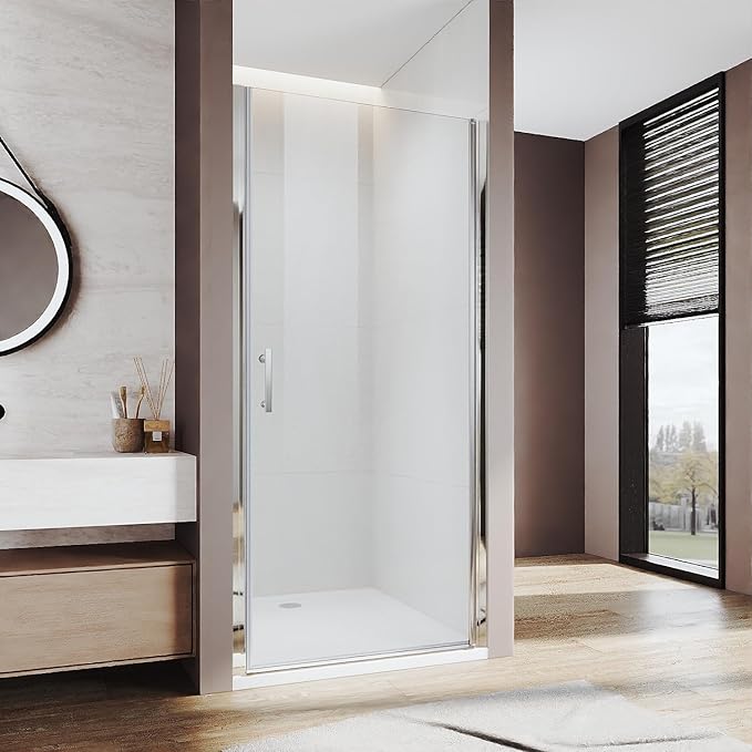 Glass Shower Door 29.5-31" W x 72" H, UCALAFEE Frameless Pivot Shower Door with 1/4" (6mm) SGCC Clear Tempered Glass, Waterproof Seal, Easy Clean & Anti-Fog Coating, Reversible Installation, Chrome