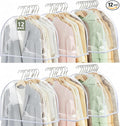 Patelai 12 Pcs 4" Gusseted Plastic Shoulder Covers for Hanging Clothes Coat Covers for Closet Clear Garment Breathable Bag for Jacket Clothing Coat Dress (Transparent)