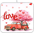 Valentine’s Day Love Tree Dish Drying Mat for Kitchen Countertop 16x18 Happy Valentines Day Gnomes White Small Drying Mat Reusable Quick Dry Dish Sink Mats Easy Clean Decorative Essentials
