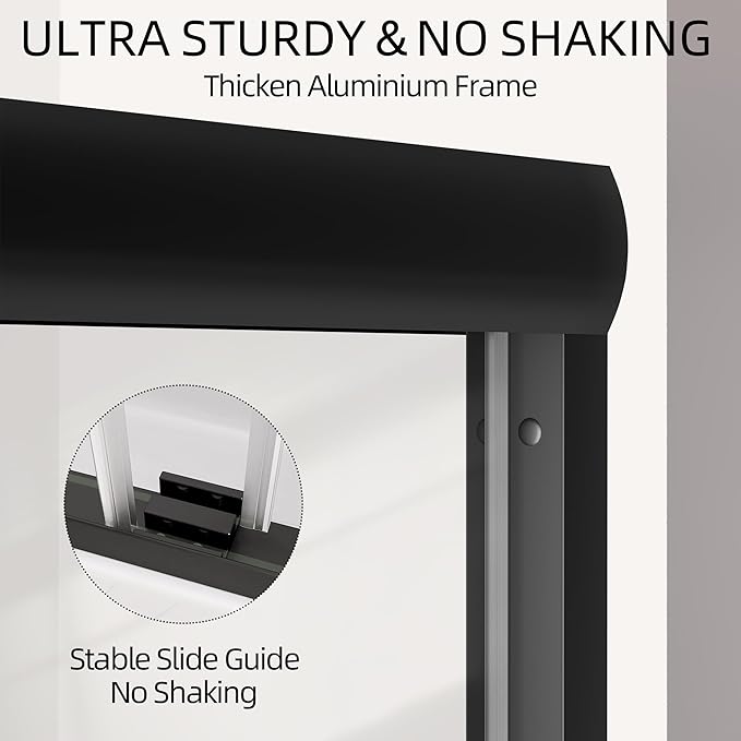 GETPRO Shower Door 56-60 in. W x 72 in. H Semi-Frameless Double Sliding Shower Doors, Bypass Glass Door for Walk-in Shower with 5/16 inch Tempered Glass Matte Black