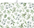Spring Summer Sage Green Leaves Dish Drying Mat 18 x 24 Inch Spring Eucalyptus Leaf Dish Drainer Rack Mat Absorbent Microfiber for Holiday Kitchen Coffee Dining Bar Decor