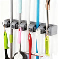 TOGU 2 Pack Mop and Broom Holder Wall Mounted 5 Position Storage Rack with 6 Retractable Hooks Holds up to 11 Tools Utility Weatherproof Holder for Garage Storage Systems Broom Organizer,Gray
