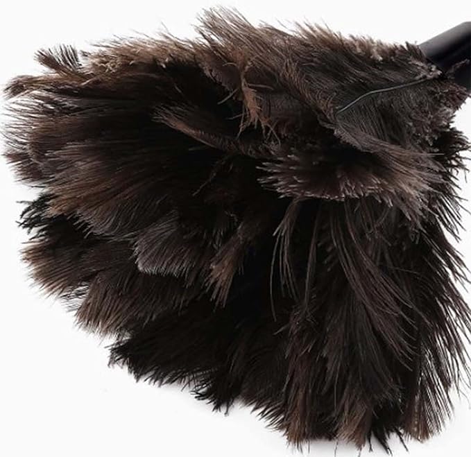 Pwshymi Scalable Dusters, Brown Washable Portable Compact Chicken Feathers Mini Duster with ABS Handle Ability to Collect Dust, Reusable up to 200 Times