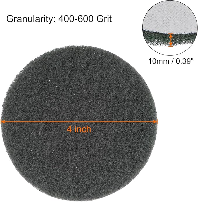 HARFINGTON 8pcs Drill Power Brush 4 Inch Tile Scrubber Scouring Pads 400-600 Grit for Bathroom Kitchen Household Cleaning