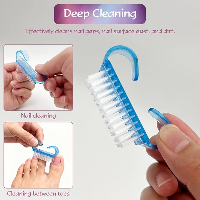 8PCS Nail Brush Cleaner Set – Handle Grip Fingernail Scrubber Brushes with Nylon Bristles for Toes, Nails, Pedicure & Multi-Purpose Cleaning