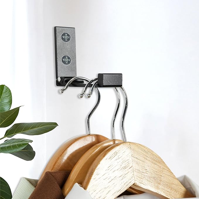 Aynoo Folding Coat Hooks, 5Pcs Folding Wall Hooks, Metal Heavy Duty Coat Towel Hooks, Wall Mounted