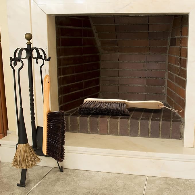 Patelai 2 Pieces Wooden Bench Brushes, Soft Bristles, Long Wood Handle, Brown