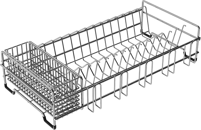 Kraus Workstation Kitchen Sink Dish Drying Rack Drainer and Utensil Holder, 17" L x 9" W, Stainless Steel, KDR-3